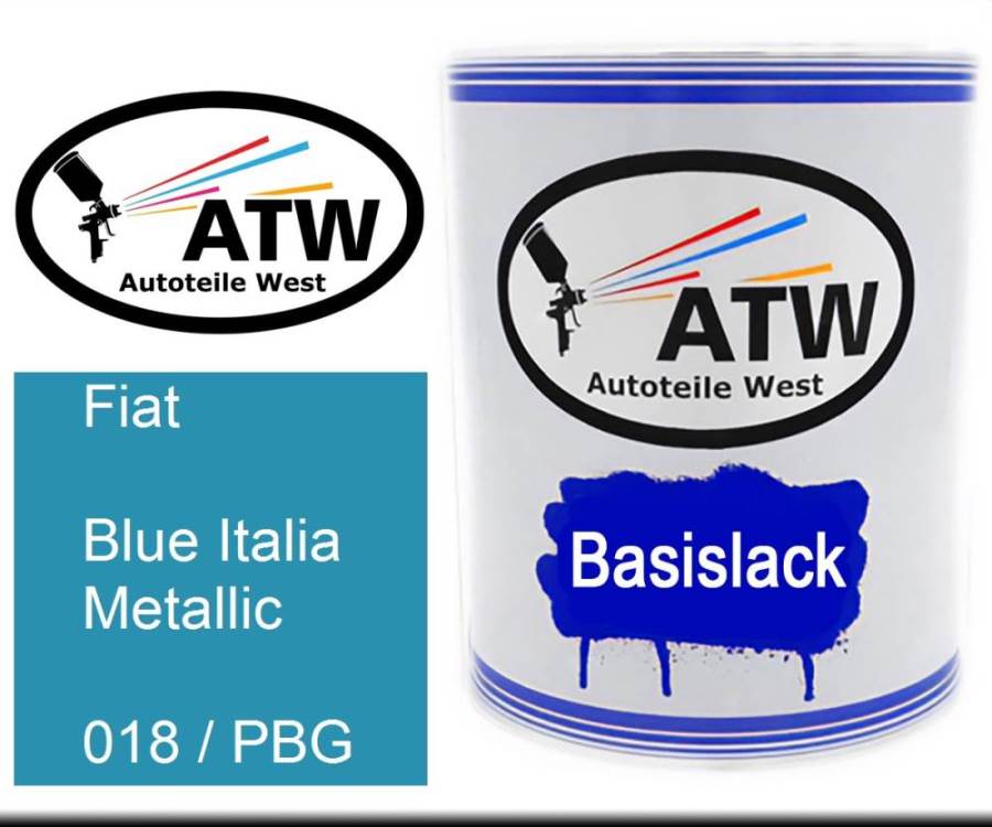 Fiat, Blue Italia Metallic, 018 / PBG: 1L Lackdose, von ATW Autoteile West.